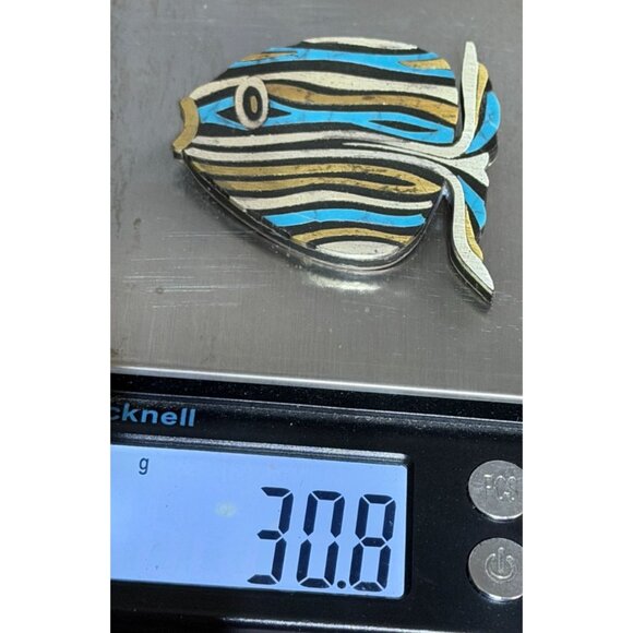 Vintage Taxco Fish Brooch Toño Sterling Silver Mixed Metal Turquoise  READ - Picture 6 of 9